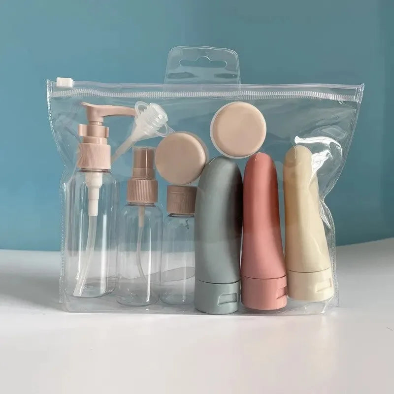 Kit 11 Bouteilles de Voyage avec Pochette – Contenants Liquides & Crèmes