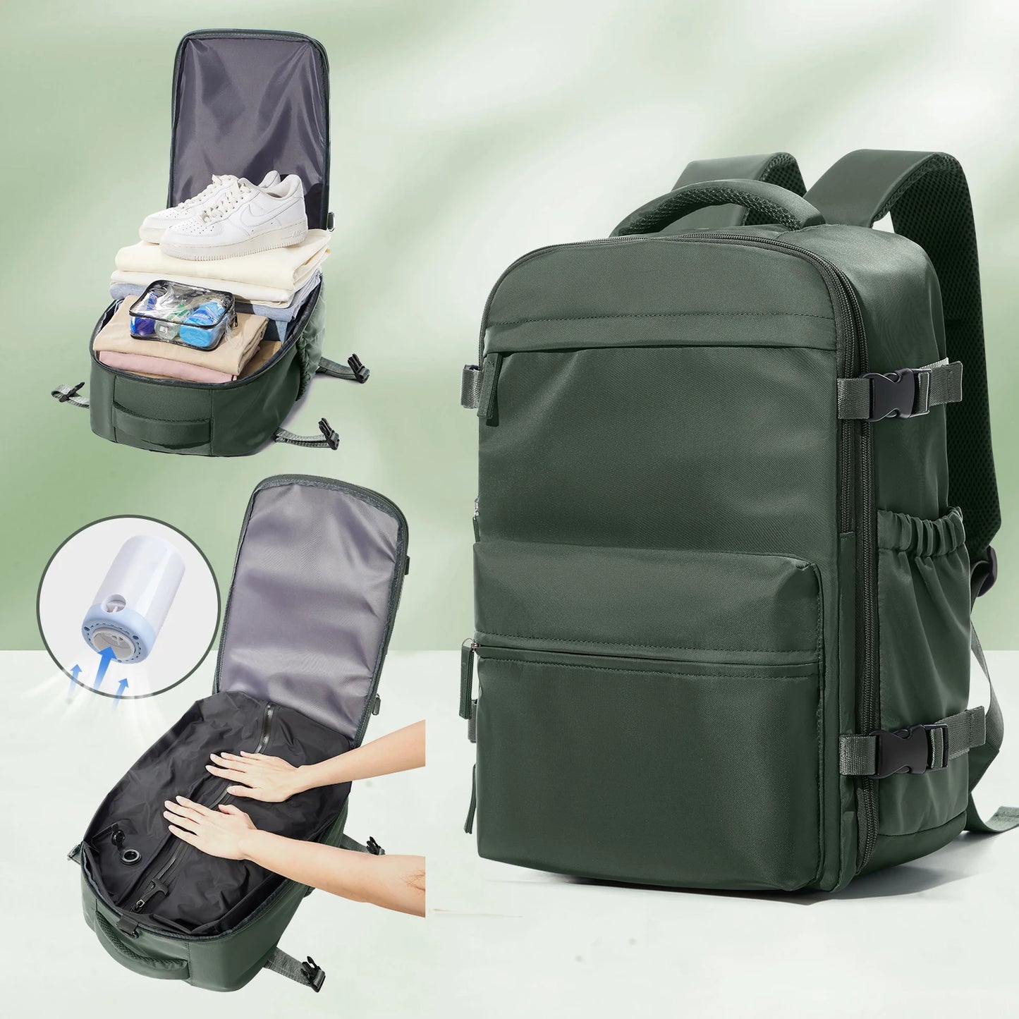 Sac à dos de voyage extensible – Grande capacité avec compartiment ordinateur et rangement sous vide