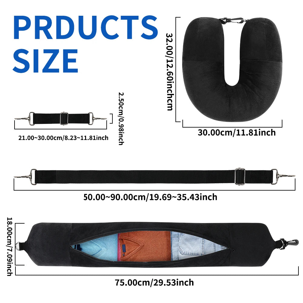 Oreiller de Voyage Multifonction – Housse Remplissable & Sac de Rangement