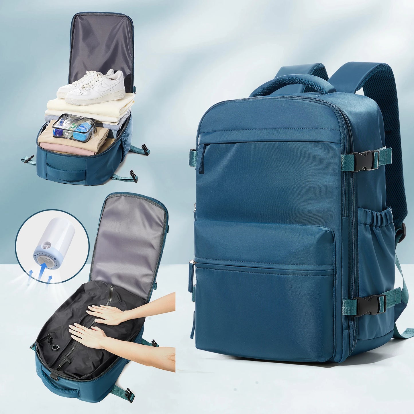 Sac à dos de voyage extensible – Grande capacité avec compartiment ordinateur et rangement sous vide