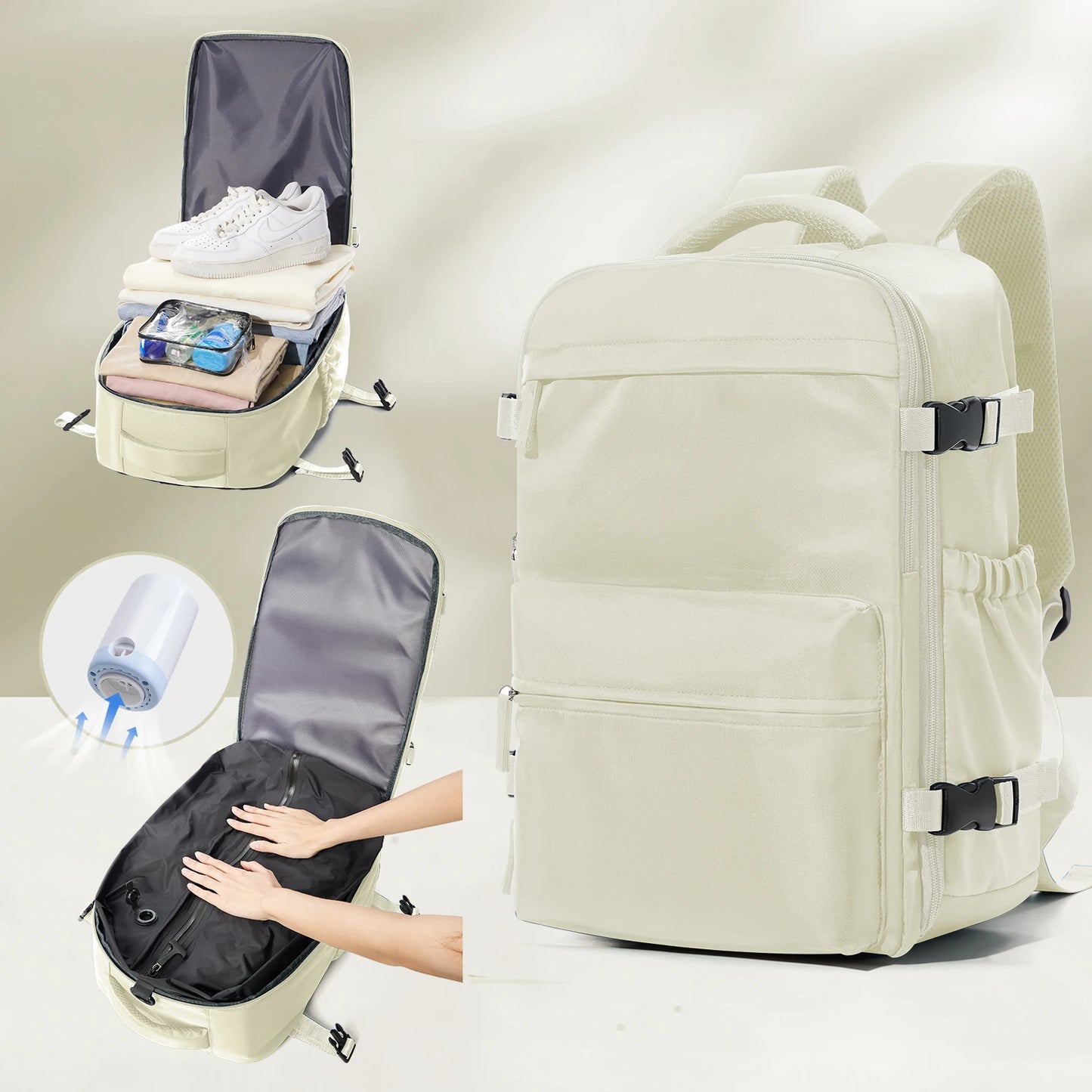 Sac à dos de voyage extensible – Grande capacité avec compartiment ordinateur et rangement sous vide