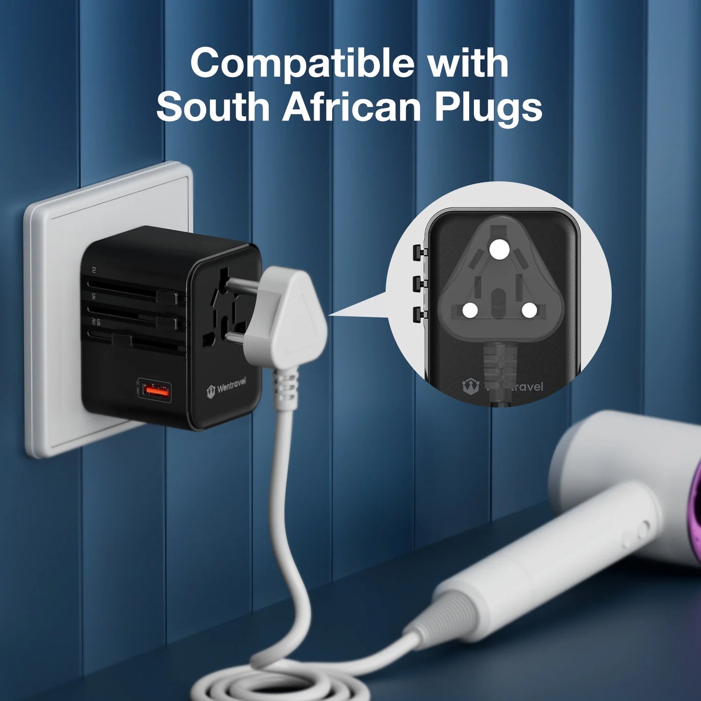 Adaptateur universel rapide – Recharge jusqu’à 6 appareils en même temps, partout dans le monde