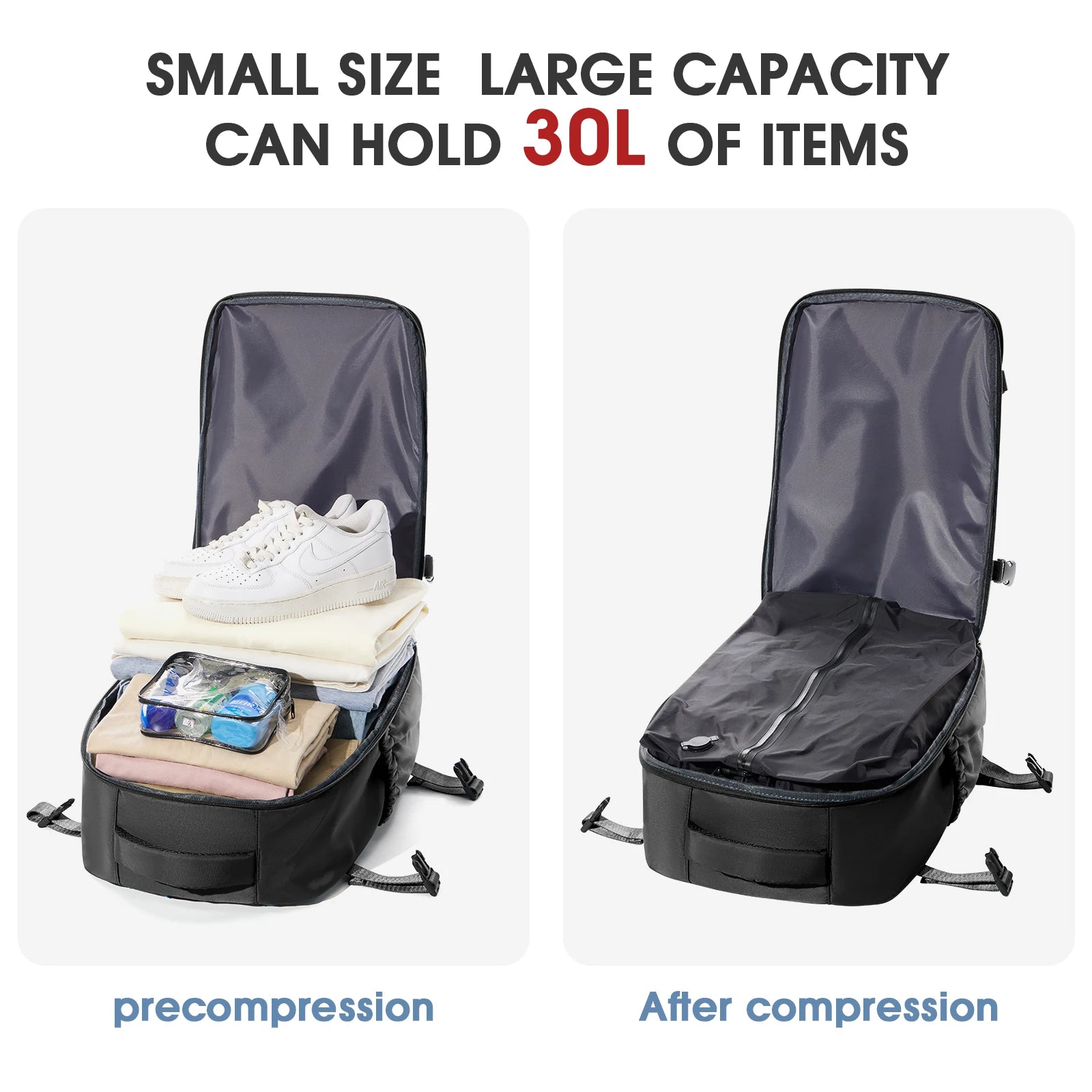 Sac à dos de voyage extensible – Grande capacité avec compartiment ordinateur et rangement sous vide