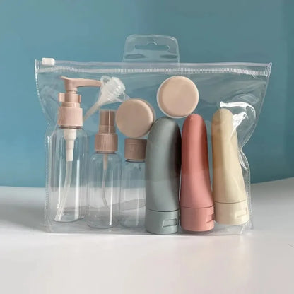 Kit 11 Bouteilles de Voyage avec Pochette – Contenants Liquides & Crèmes
