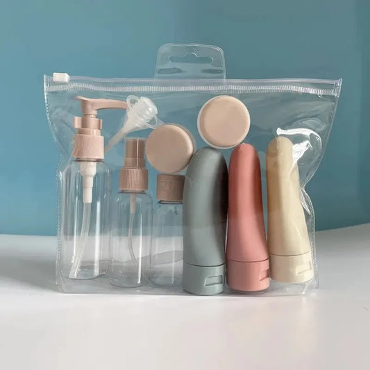 Kit 11 Bouteilles de Voyage avec Pochette – Contenants Liquides & Crèmes