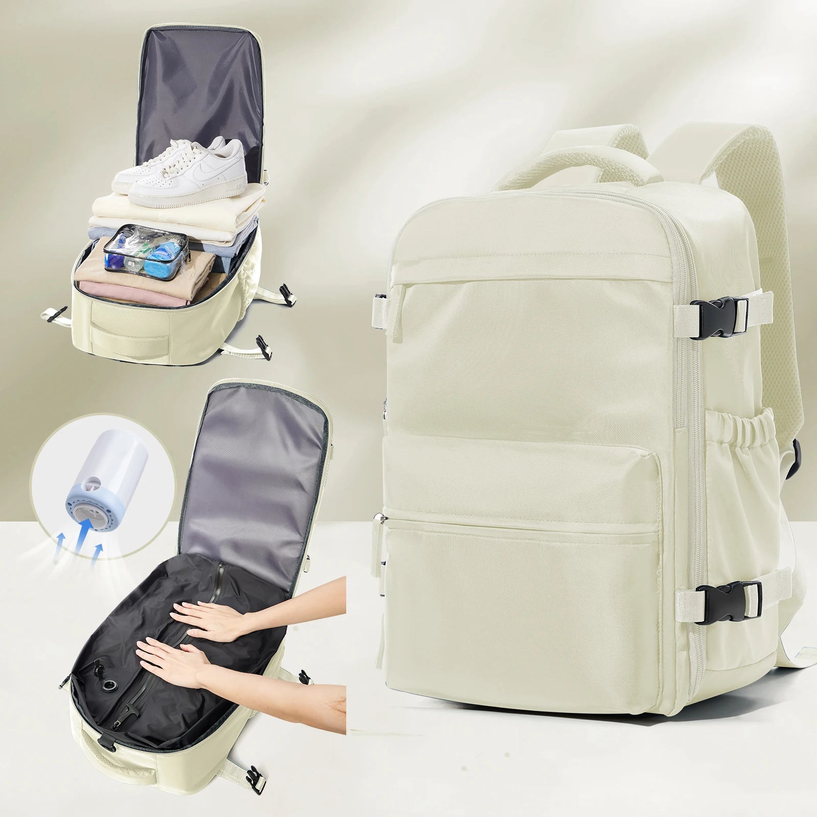 Sac à dos de voyage extensible – Grande capacité avec compartiment ordinateur et rangement sous vide