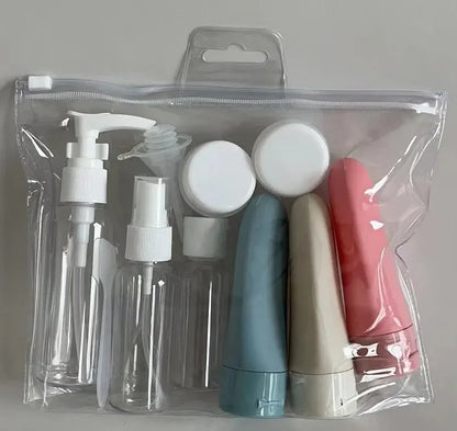 Kit 11 Bouteilles de Voyage avec Pochette – Contenants Liquides & Crèmes