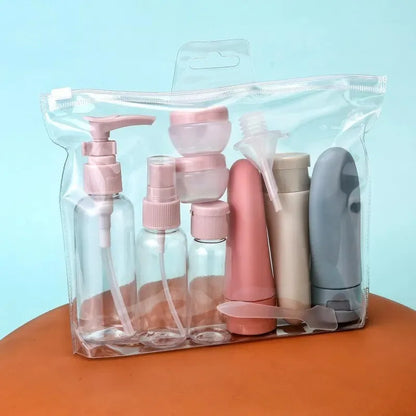 Kit 11 Bouteilles de Voyage avec Pochette – Contenants Liquides & Crèmes