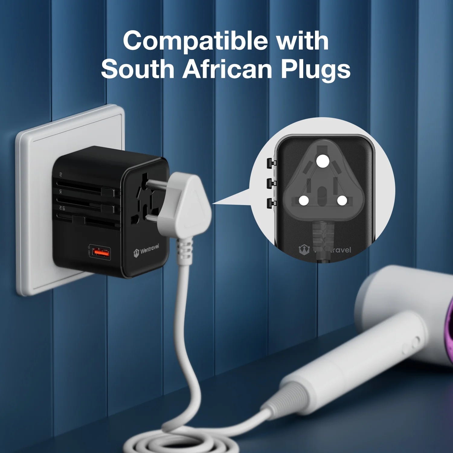 Adaptateur universel rapide – Recharge jusqu’à 6 appareils en même temps, partout dans le monde