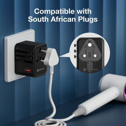 Adaptateur universel rapide – Recharge jusqu’à 6 appareils en même temps, partout dans le monde